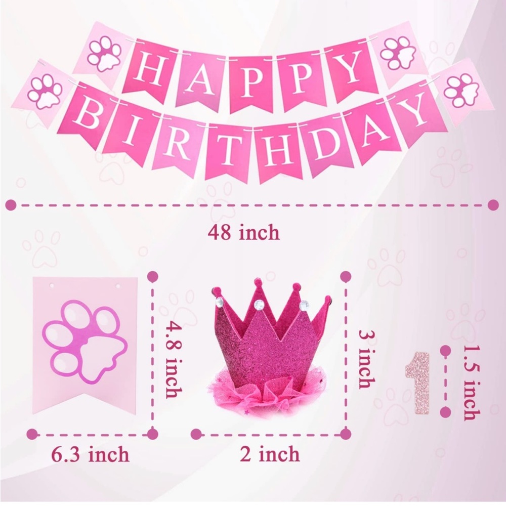 New BIEOFFEI Dog Birthday Party Supplies - Dog Birthday Party (6 Pieces Set) - Picture 3 of 8